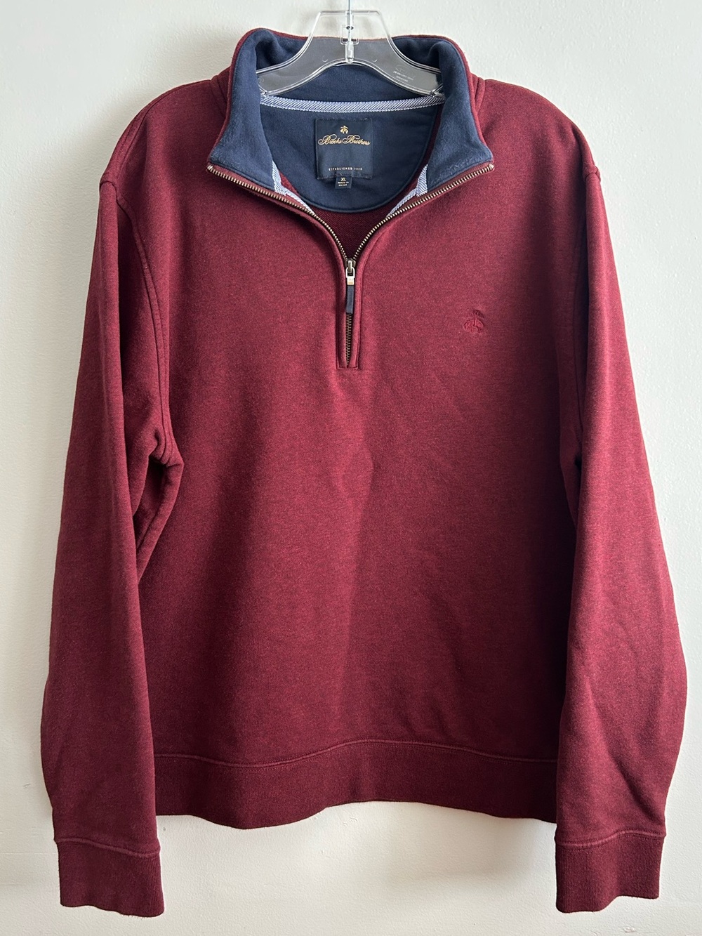 Brooks Brothers burgundy quarter-zip pullover sweater academia classy preppy
